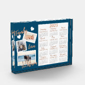 Moderner Blue & Gold New Year Calendar Foto Block (Links)