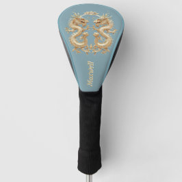 Moderner Blue Gold zweiköpfiger Drache Golf Headcover
