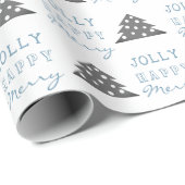Moderner Blue Gray Weihnachtsbaum Pattern Urlaub Geschenkpapier (Rolleneckpunkt)