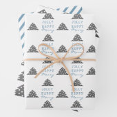 Moderner Blue Gray Weihnachtsbaum Pattern Urlaub Geschenkpapier Set (Beispiel)