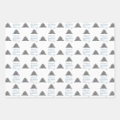 Moderner Blue Gray Weihnachtsbaum Pattern Urlaub Geschenkpapier Set (Vorderseite)