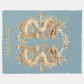 Moderner Blue Initial zweiköpfiger Drache Fleecedecke (Vorderseite (Horizontal))