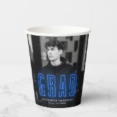 Moderner Blue Neon Abschluss Pappbecher (Vorderseite)