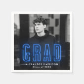 Moderner Blue Neon Foto Abschluss Serviette (Vorderseite)