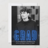 Moderner Blue Neon Vertikaler Foto Abschluss Ankündigung (Vorderseite)