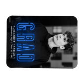 Moderner Blue Neon Vertikaler Foto Abschluss Magnet (Horizontal)