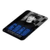 Moderner Blue Neon Vertikaler Foto Abschluss Magnet (Linke Seite)