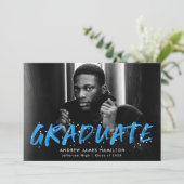 Moderner Blue Paint Spritzer Foto Abschluss Ankündigung (Stehend Vorderseite)