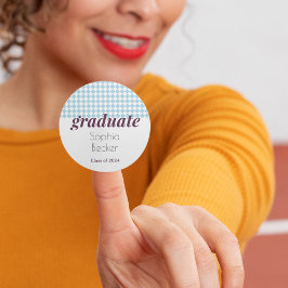 Moderner Blue Pattern Abschluss Runder Aufkleber