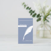 Moderner Blue Pen nib Logo Notar Public Qr Code Visitenkarte (Stehend Vorderseite)