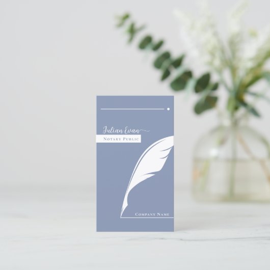 Moderner Blue Pen nib Logo Notar Public Qr Code Visitenkarte (Stehend Vorderseite)