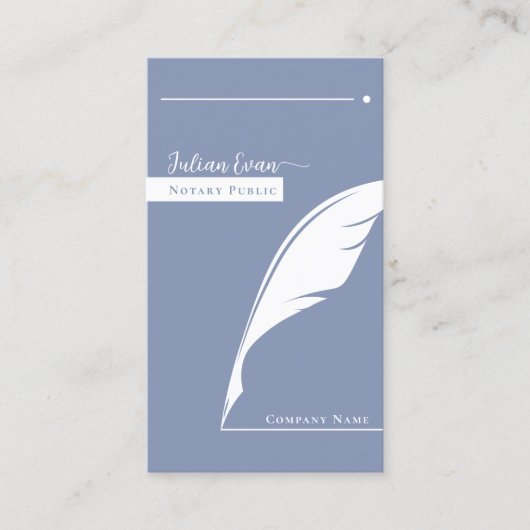 Moderner Blue Pen nib Logo Notar Public Qr Code Visitenkarte (Vorderseite)