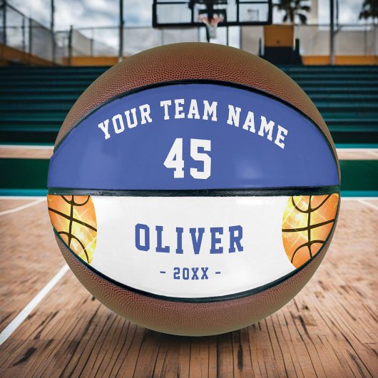 Moderner Blue Player Kids Personalisiert Basketball