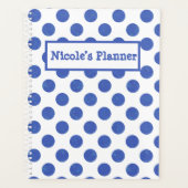 Moderner Blue Polka Dot Planer (Vorderseite)