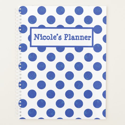 Moderner Blue Polka Dot Planer (Vorderseite)