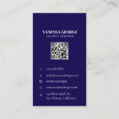 Moderner Blue QR Code Benutzerdefiniertes Foto Ber Visitenkarte (Rückseite)