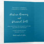 Moderner Blue QR Code Einfache Hochzeit Dreifach Gefaltete Einladung (Innen Erste Seite)