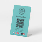 Moderner Blue QR Code in Verbindung mit unseren so Sockelschild (Vorderseite)