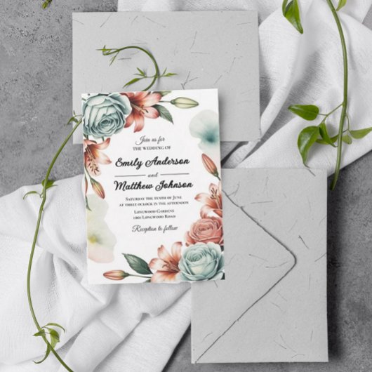 Moderner Blue Rose Designer zum Hochzeitsempfang Einladung