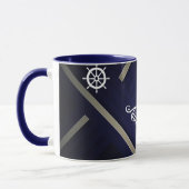 Moderner Blue Royal Caribbean Cruise Weißer Text Tasse (Links)