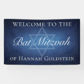 Moderner Blue Star des Party David Bat Mitzvah Banner (Horizontal)