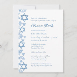 Moderner Blue Star von David Bat Mitzvah Einladung