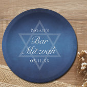 Moderner Blue Star von David Formal Bar Mitzvah Pa Pappteller