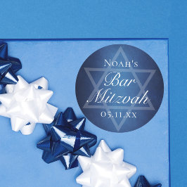 Moderner Blue Star von David Formal Bar Mitzvah Pa Runder Aufkleber