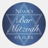 Moderner Blue Star von David Formal Bar Mitzvah Pa Runder Aufkleber (Vorderseite)