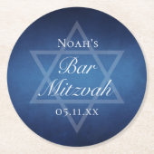 Moderner Blue Star von David Formal Bar Mitzvah Pa Runder Pappuntersetzer (Vorderseite)