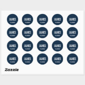 Moderner Blue Volunteer Name Classic Round Sticker (Blatt)