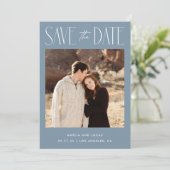 Moderner Blue Website QR-Code Save The Date (Stehend Vorderseite)