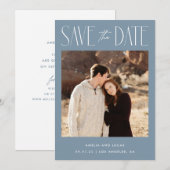 Moderner Blue Website QR-Code Save The Date (Vorne/Hinten)