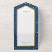 Moderner Blue & White Starry Gold QR Code All In One Einladung (Außenbereich)