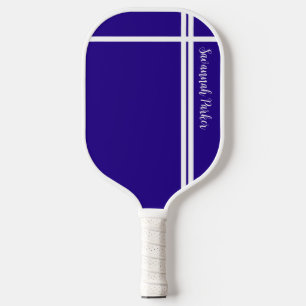 Moderner Blue White Stripes Individuelle Name Pickleball Schläger