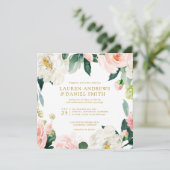 Moderner Blues | Alle in einem Gold Botanische Hoc Einladung (Stehend Vorderseite)
