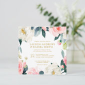 Moderner Blues | Alle in einem Gold CUSTOM 1 Einladung (Stehend Vorderseite)