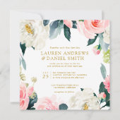 Moderner Blues | Alle in einem Gold CUSTOM 1 Einladung (Vorderseite)