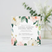 Moderner Blues | Chic Botanical Garland Hochzeit Einladung (Stehend Vorderseite)