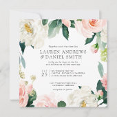 Moderner Blues | Chic Botanical Garland Hochzeit Einladung (Vorderseite)