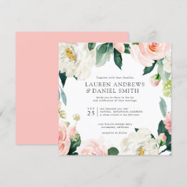 Moderner Blues | Chic Botanical Garland Hochzeit Einladung