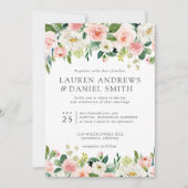 Moderner Blues | Chic Botanical Garland Hochzeit Einladung (Vorderseite)