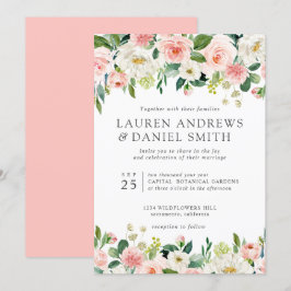 Moderner Blues | Chic Botanical Garland Hochzeit Einladung