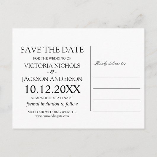 Moderner Blues | Floral Gold WEDDING speichern Dat Ankündigungspostkarte (Rückseite)