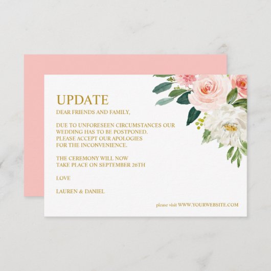 Moderner Blues | Gold WEDATE UPDATE Einladung (Vorne/Hinten)