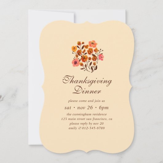 Moderner Blume Pattern Erntedank Einladung (Vorderseite)