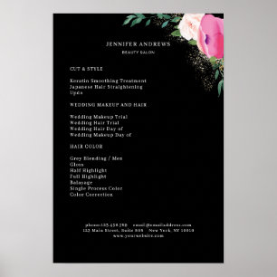 Moderner Blumen-Preisliste-Poster Poster