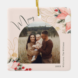 Moderner Blumenbogen Frohe Weihnachtsfeiertage Keramikornament