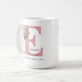 Moderner Blumenbrief E - Personalisiert mit Namen Kaffeetasse (Vorderseite Links)