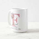 Moderner Blumenbrief F - Personalisiert mit Name Kaffeetasse (Vorderseite Links)